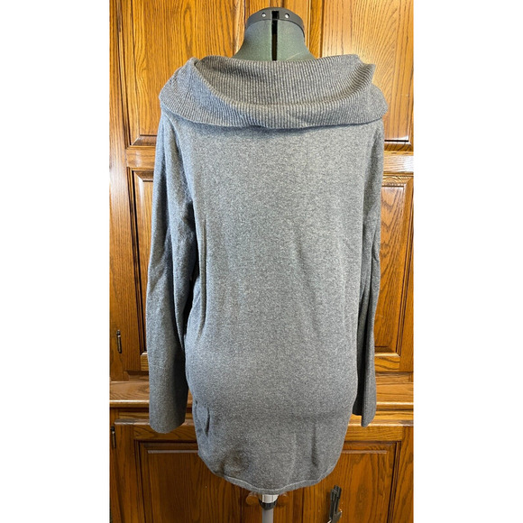 Zenergy By Chicos Sz 2 (12) Gray Cowl Neck Pullover Sweater Side Zippers - Picture 4 of 10